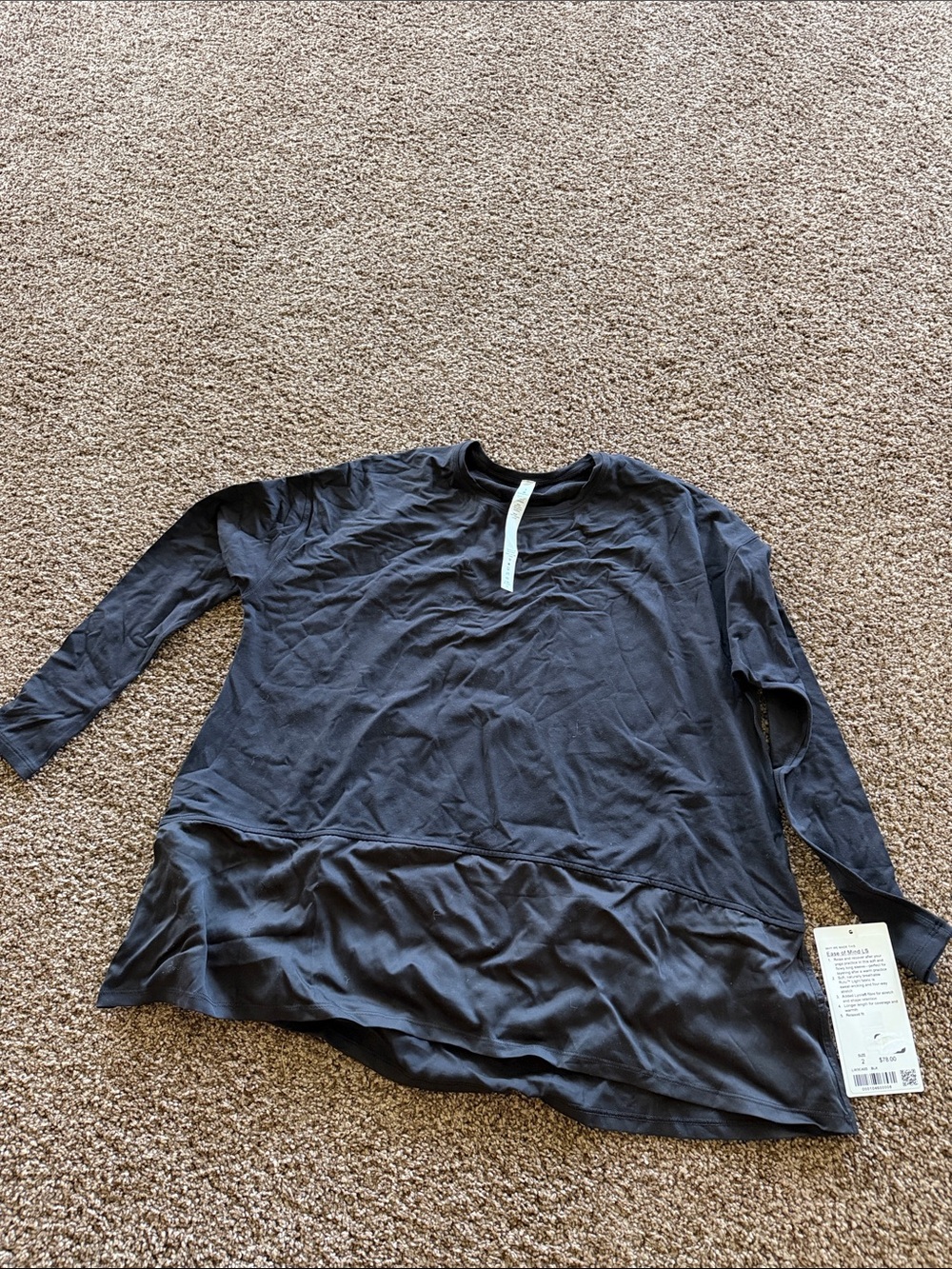 lululemon athletica Black Long-Sleeve Layered Hem Tee